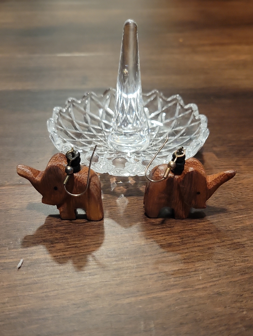 Wooden Elephant Drop Earrings